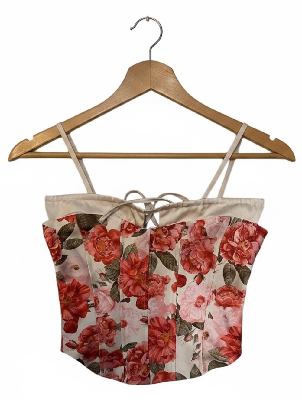 Steve by Steve Madden peach pink floral corset top